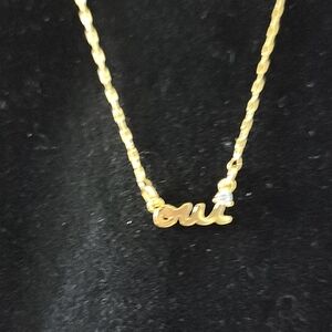 Kate‎ Spade Gold Script "Qui" Necklace
